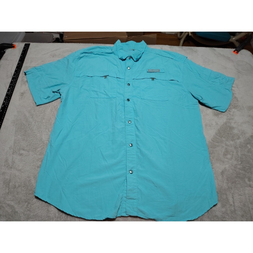 Reel Legends Fishing Shirt‎ Men 2XL Blue Cotton Boating Quick Dry Vent Activity